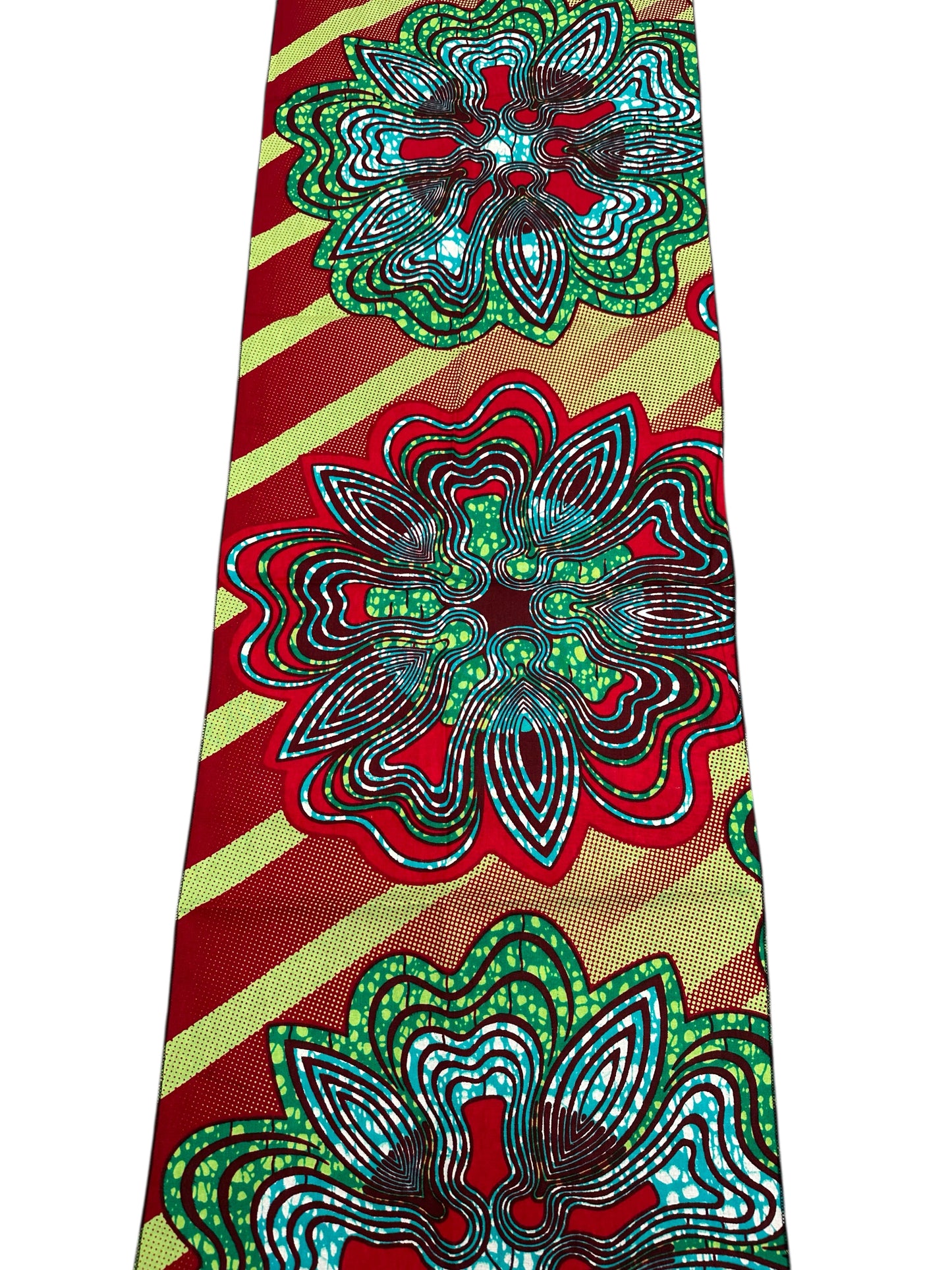 Green Red Swirl African Ankara Head Wrap – Tribal Wax Fabric Scarf for Hair & Styling - Fatisha Boutique # Fatisha Boutique