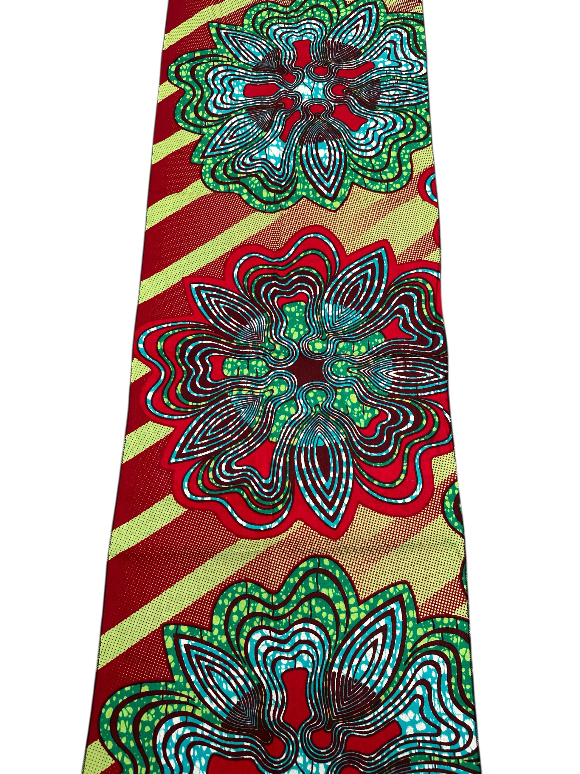 Green Red Swirl African Ankara Head Wrap – Tribal Wax Fabric Scarf for Hair & Styling - Fatisha Boutique #
