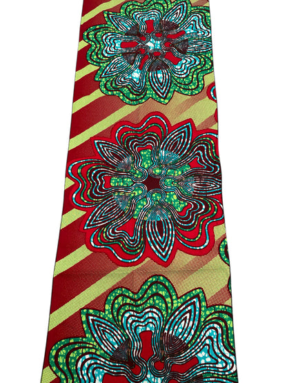 Green Red Swirl African Ankara Head Wrap – Tribal Wax Fabric Scarf for Hair & Styling - Fatisha Boutique #