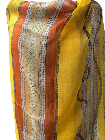 Yellow Multicolour Printed Lightweight Fabric – Versatile Hijab, Scarf & Headwrap for Fashion, Modest Wear & Styling - Fatisha Boutique #