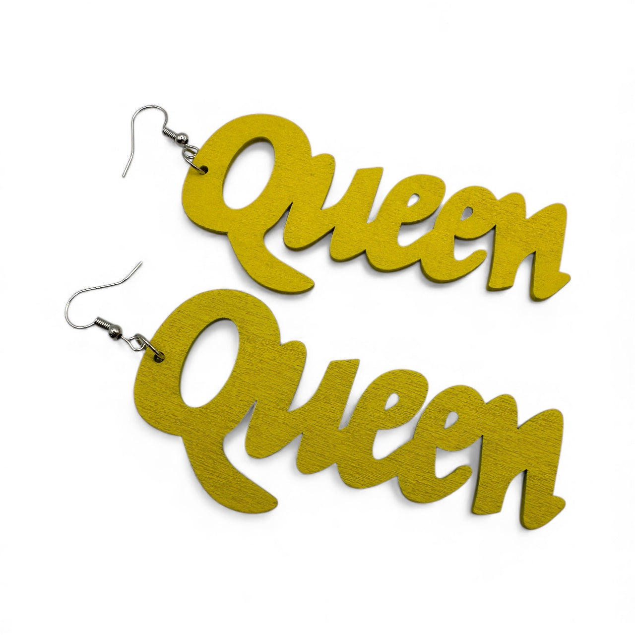 Bold Yellow "Queen" Wooden Earrings – Handcrafted Afrocentric Statement Jewellery - Fatisha Boutique #