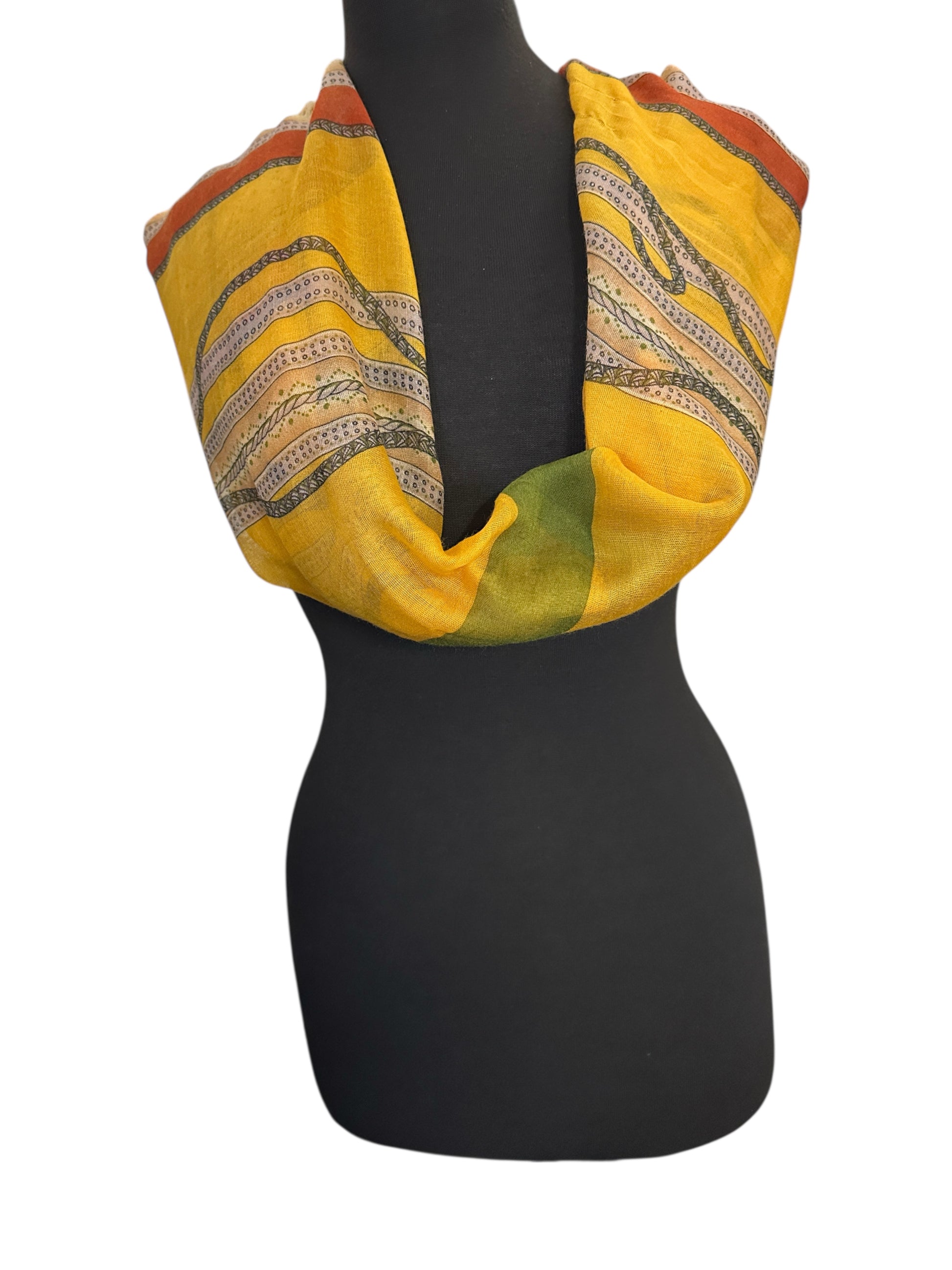 Yellow Multicolour Printed Lightweight Fabric – Versatile Hijab, Scarf & Headwrap for Fashion, Modest Wear & Styling - Fatisha Boutique #