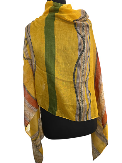 Yellow Multicolour Printed Lightweight Fabric – Versatile Hijab, Scarf & Headwrap for Fashion, Modest Wear & Styling - Fatisha Boutique #