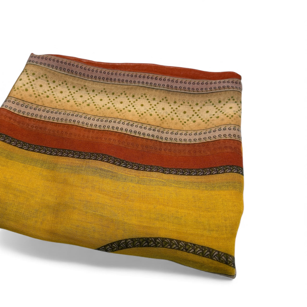 Yellow Multicolour Printed Lightweight Fabric – Versatile Hijab, Scarf & Headwrap for Fashion, Modest Wear & Styling - Fatisha Boutique #