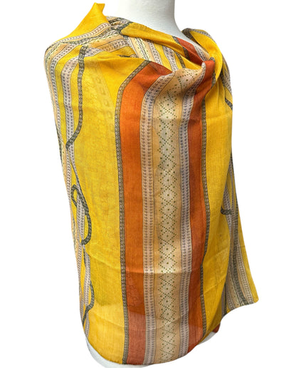 Yellow Multicolour Printed Lightweight Fabric – Versatile Hijab, Scarf & Headwrap for Fashion, Modest Wear & Styling - Fatisha Boutique #