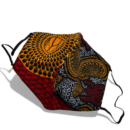 Reusable African Print Face Mask – Double-Layered Ankara Fabric with Filter Pocket & 2 Free Filters