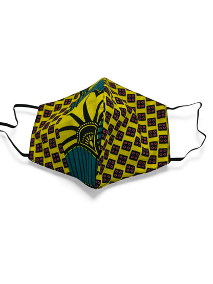Reusable African Print Face Mask – Double-Layered Ankara Fabric with Filter Pocket & 2 Free Filters