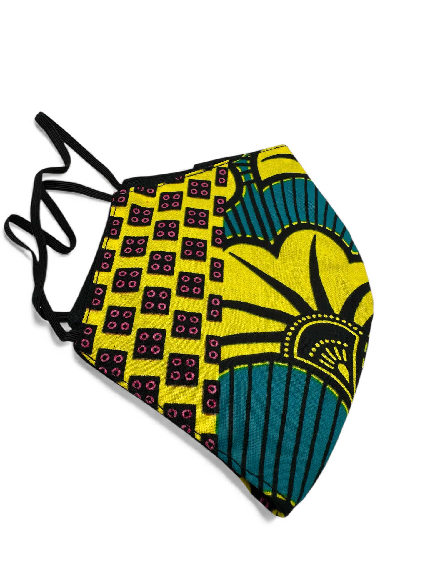 Reusable African Print Face Mask – Double-Layered Ankara Fabric with Filter Pocket & 2 Free Filters