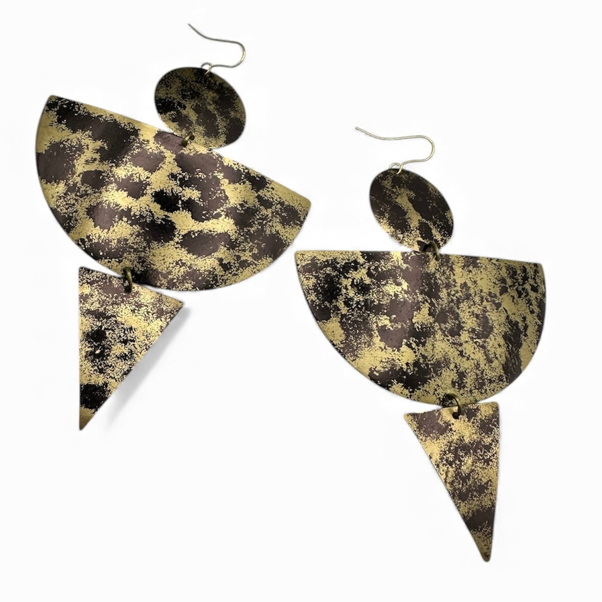 Abstract Brass Geometric Statement Dangle Earrings – Bold Artisan Jewellery - Fatisha Boutique #