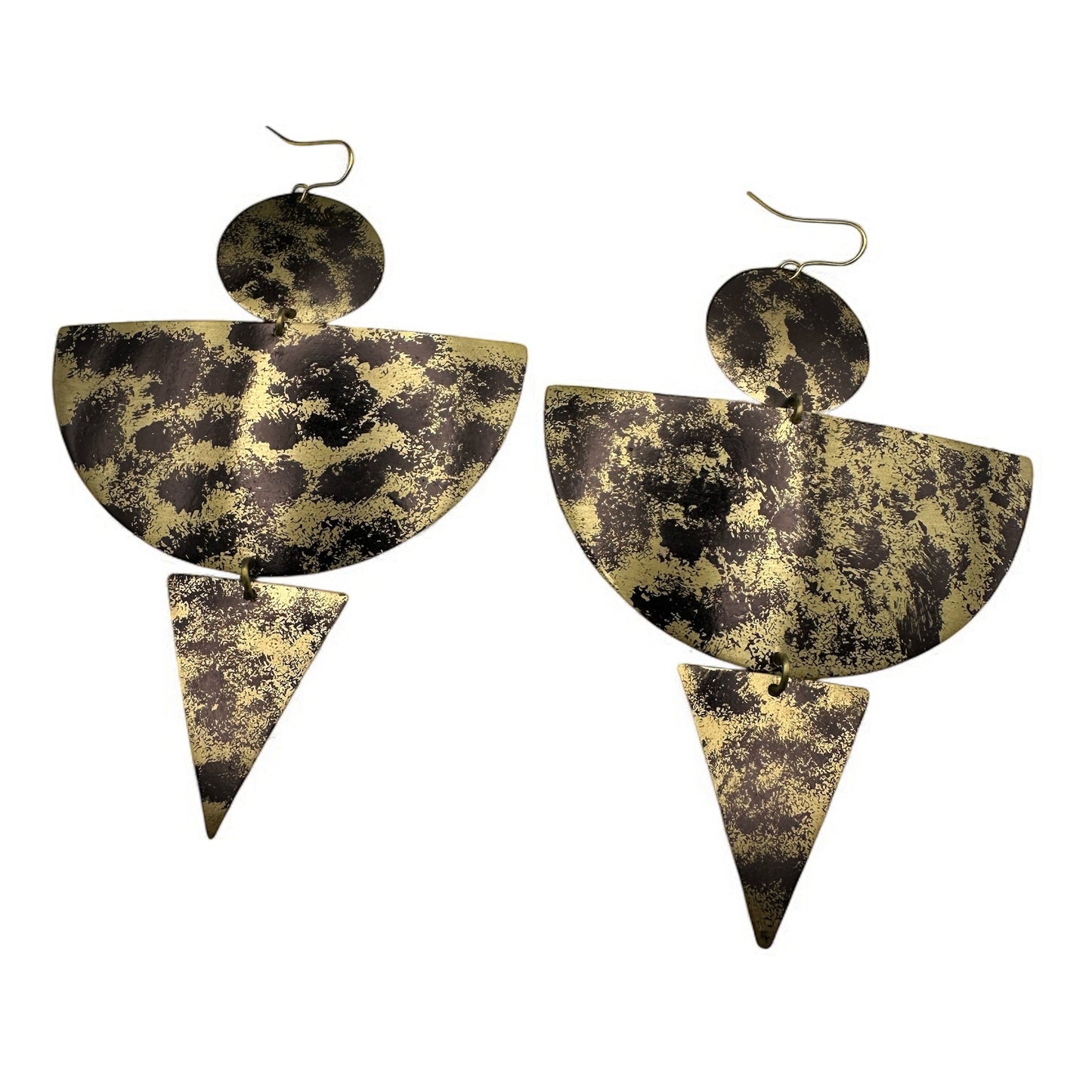 Abstract Brass Geometric Statement Dangle Earrings – Bold Artisan Jewellery - Fatisha Boutique #