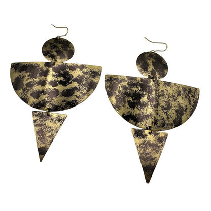 Abstract Brass Geometric Statement Dangle Earrings – Bold Artisan Jewellery - Fatisha Boutique #