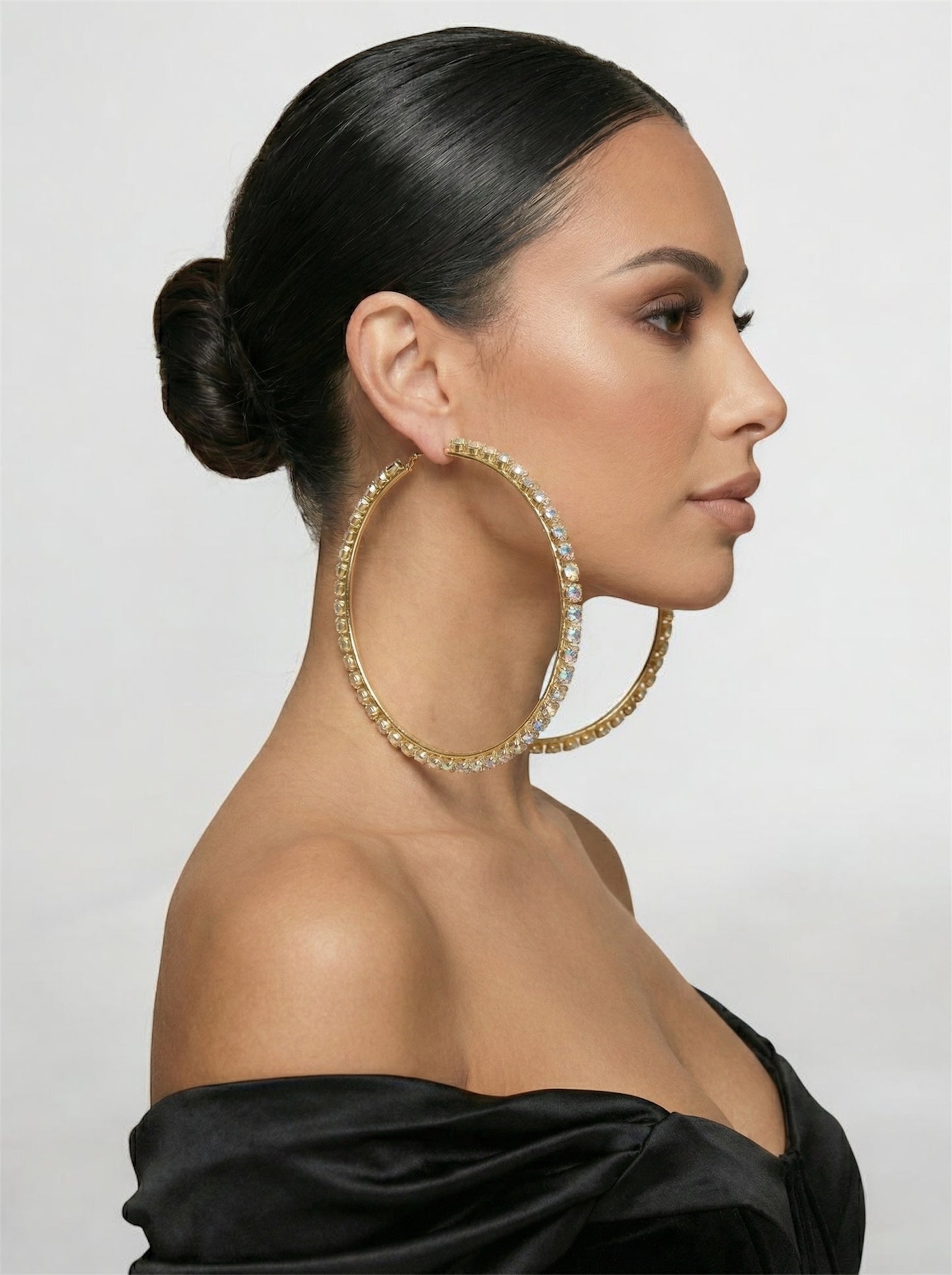 12cm Rhinestone Oversized Statement Hoop Earrings – Glam Party Jewellery - Fatisha Boutique #