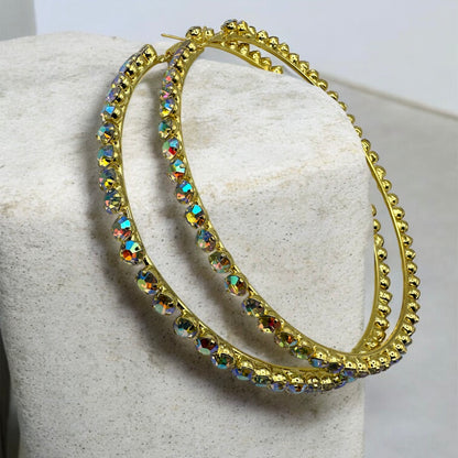 12cm Rhinestone Oversized Statement Hoop Earrings – Glam Party Jewellery - Fatisha Boutique #