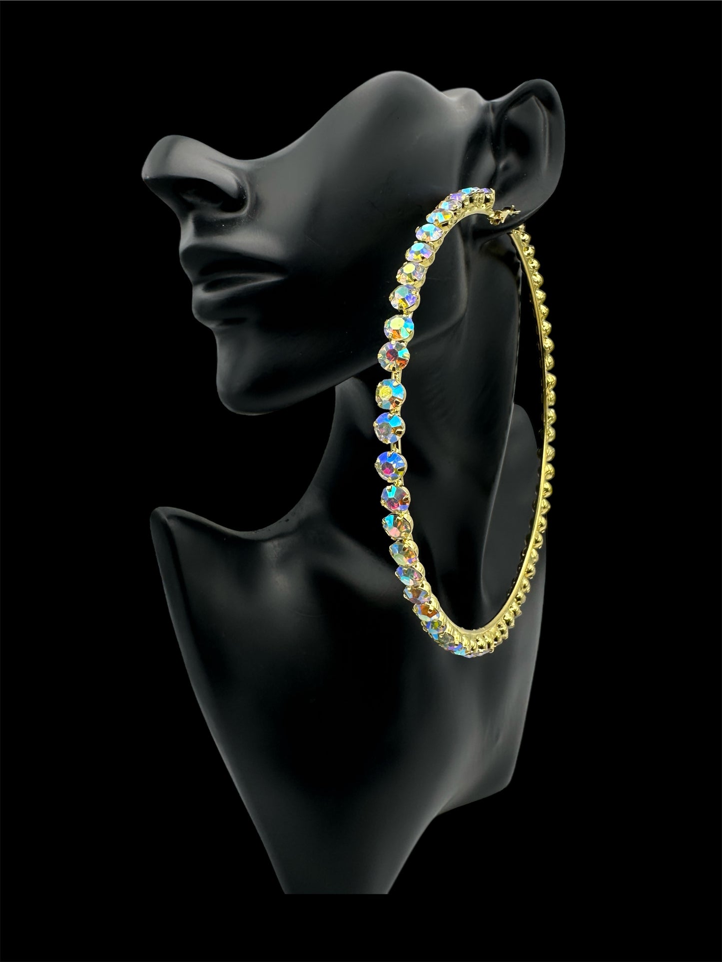 12cm Rhinestone Oversized Statement Hoop Earrings – Glam Party Jewellery - Fatisha Boutique #