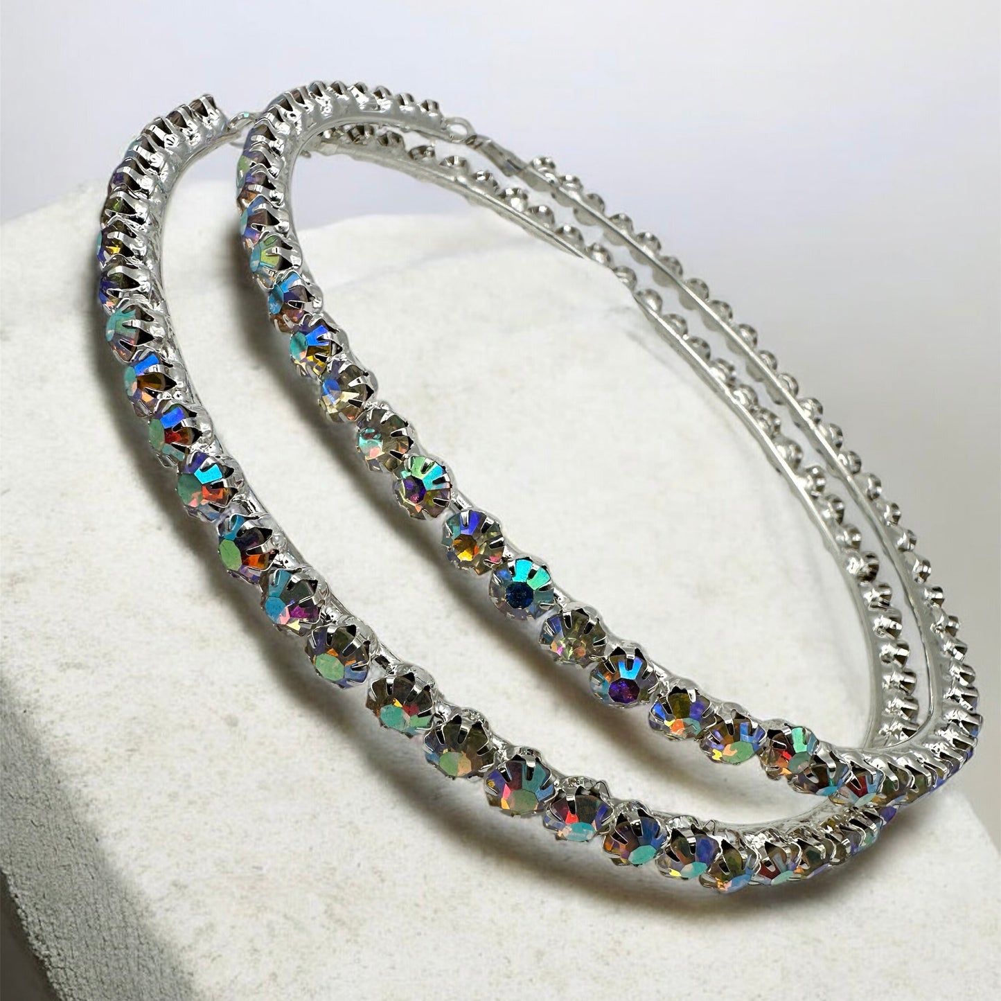 12cm Rhinestone Oversized Statement Hoop Earrings – Glam Party Jewellery - Fatisha Boutique #