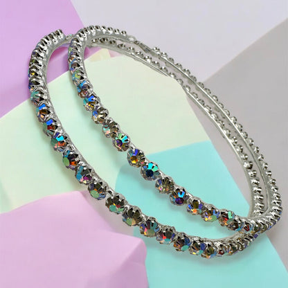 12cm Rhinestone Oversized Statement Hoop Earrings – Glam Party Jewellery - Fatisha Boutique #