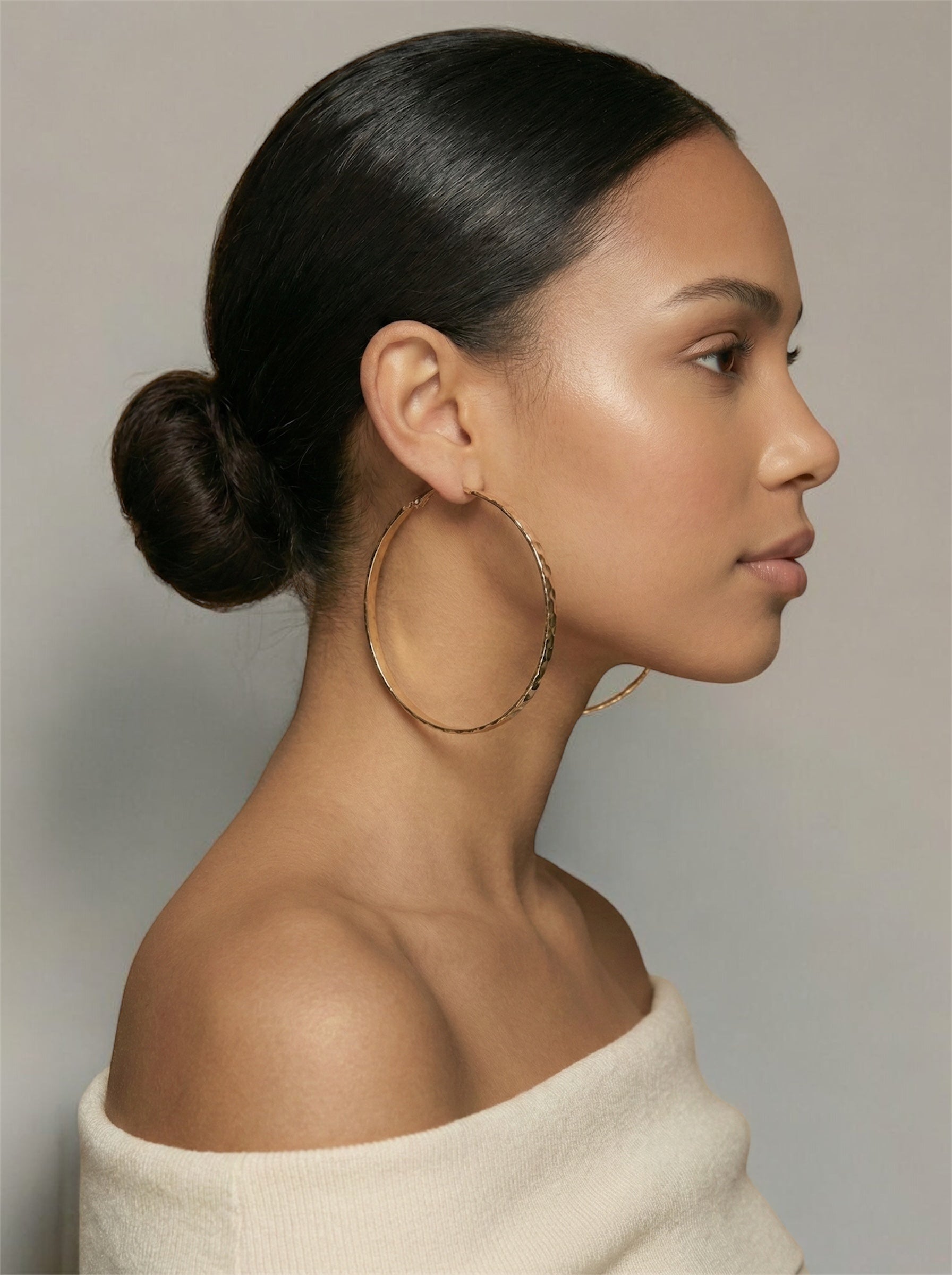 8cm Hammered Hoop Earrings – Bold Textured Statement Hoops - Fatisha Boutique #
