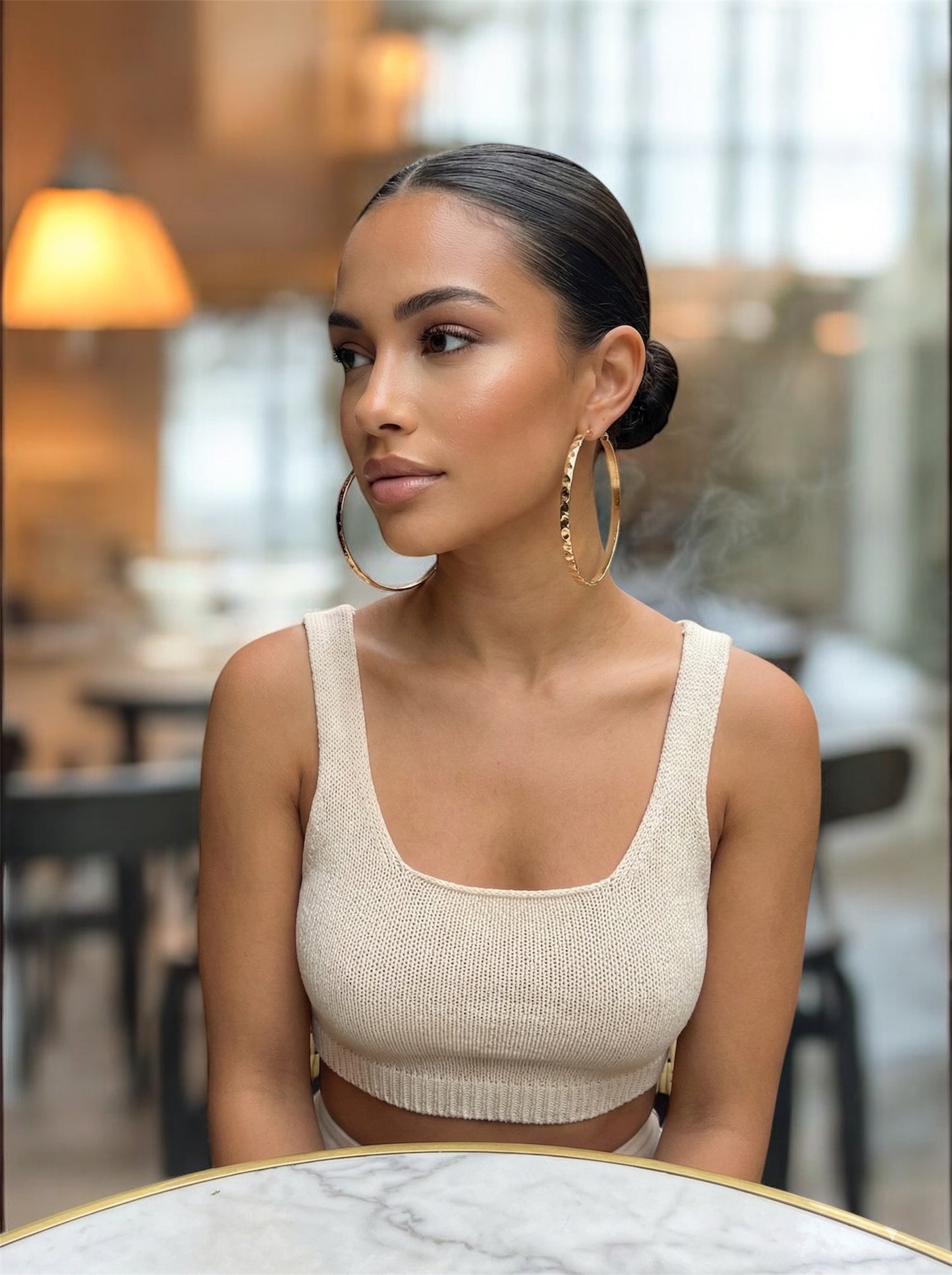 8cm Hammered Hoop Earrings – Bold Textured Statement Hoops - Fatisha Boutique #