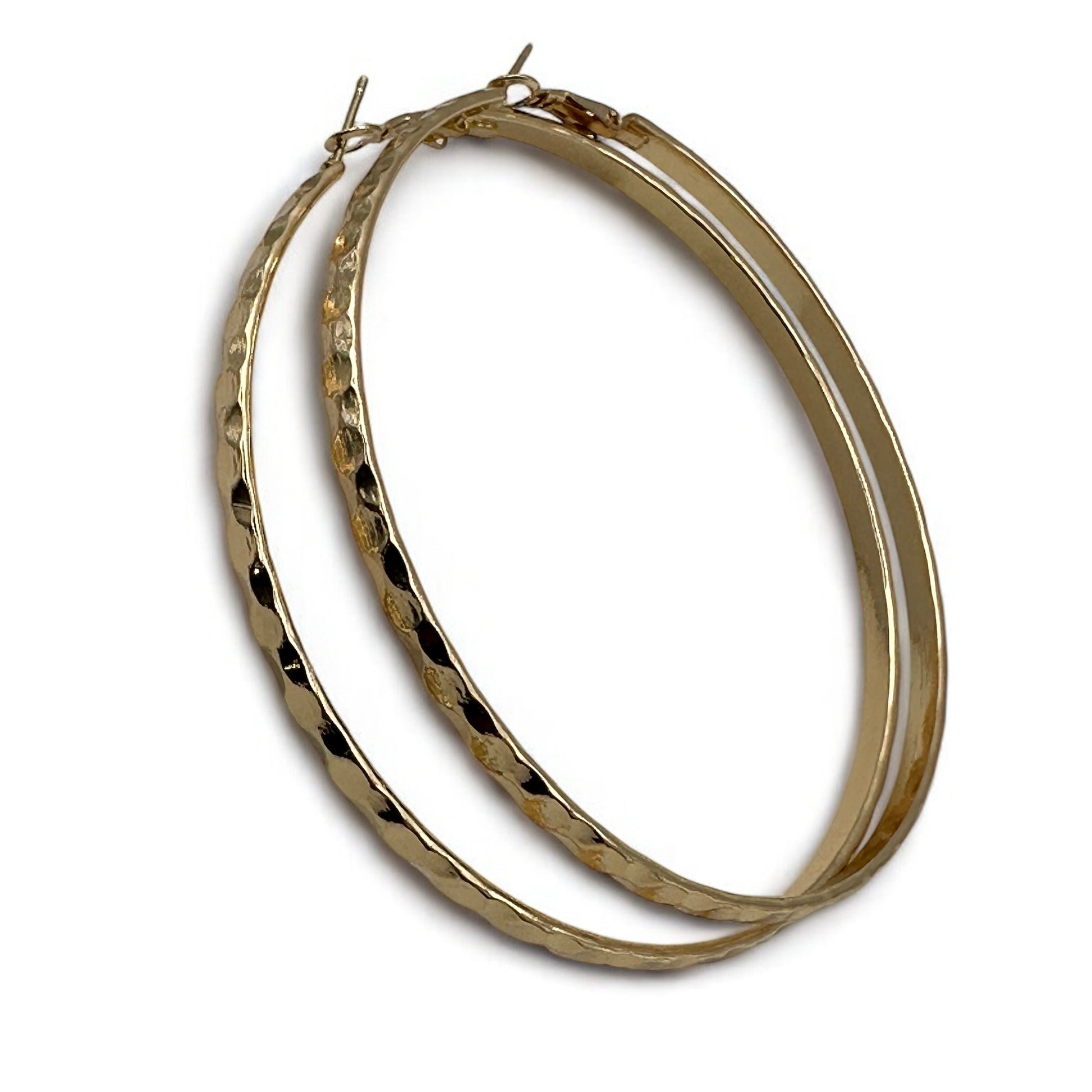 8cm Hammered Hoop Earrings – Bold Textured Statement Hoops - Fatisha Boutique #