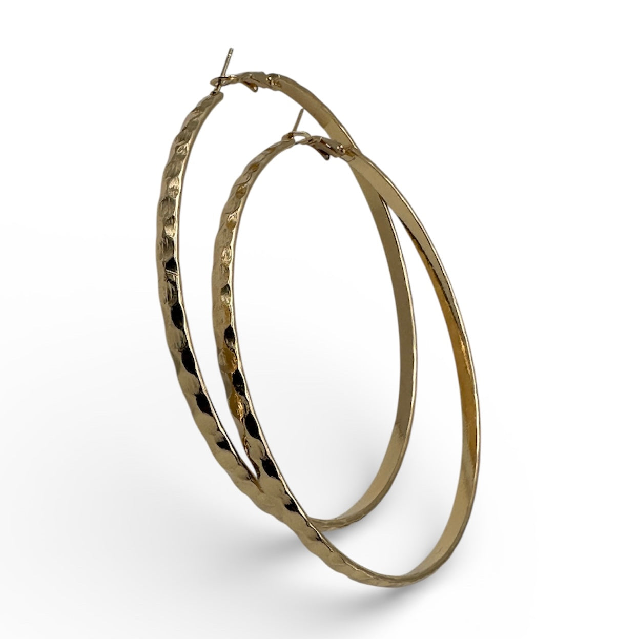 8cm Hammered Hoop Earrings – Bold Textured Statement Hoops - Fatisha Boutique #