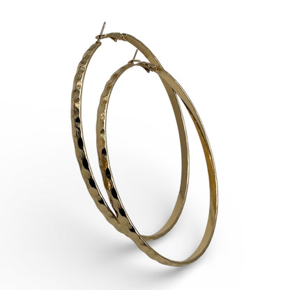 8cm Hammered Hoop Earrings – Bold Textured Statement Hoops - Fatisha Boutique #