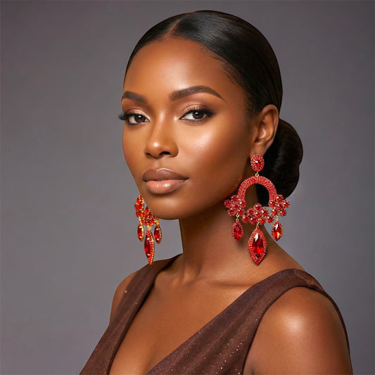 Elegant Crystal Gemstone Tassel Earrings – Statement Rhinestone Dangle Glam - Fatisha Boutique #