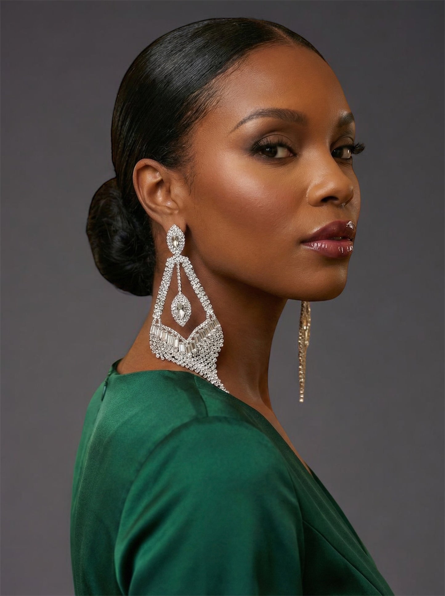 Glam Rhinestone Tassel Statement Earrings – Bold Dangle Jewellery for Special Events - Fatisha Boutique #