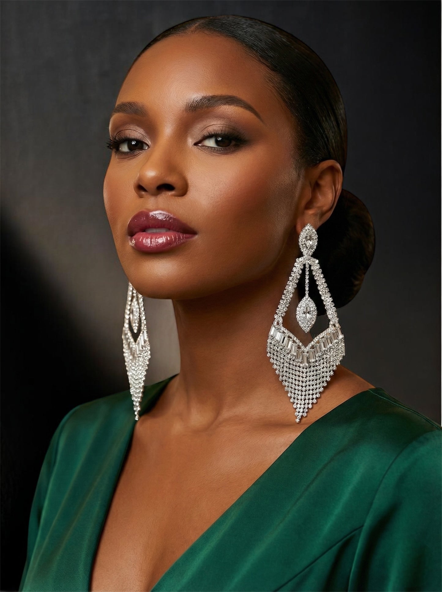 Glam Rhinestone Tassel Statement Earrings – Bold Dangle Jewellery for Special Events - Fatisha Boutique #