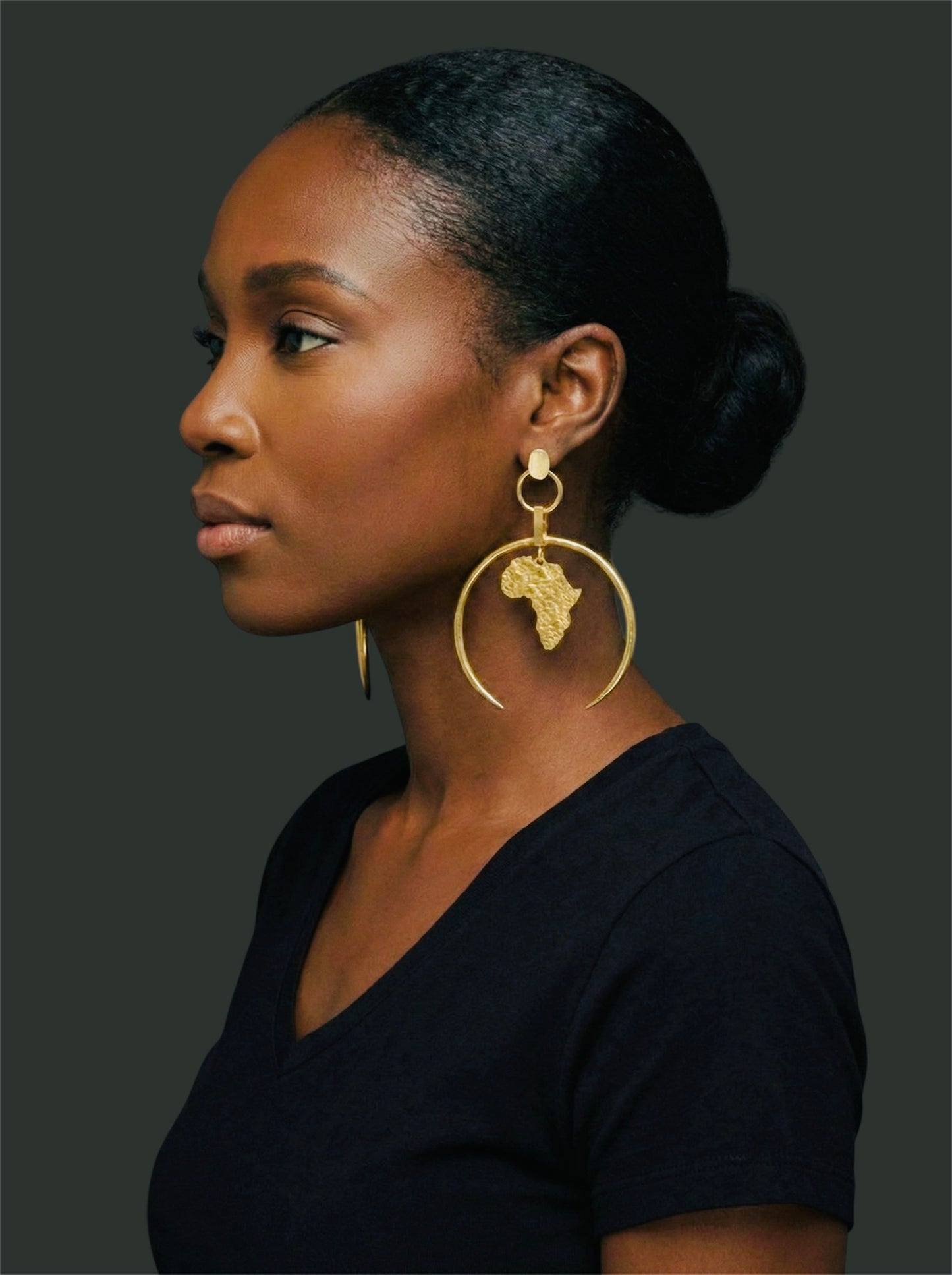 Brass African Map Hoop Earrings – Afrocentric Statement Jewellery - Fatisha Boutique #