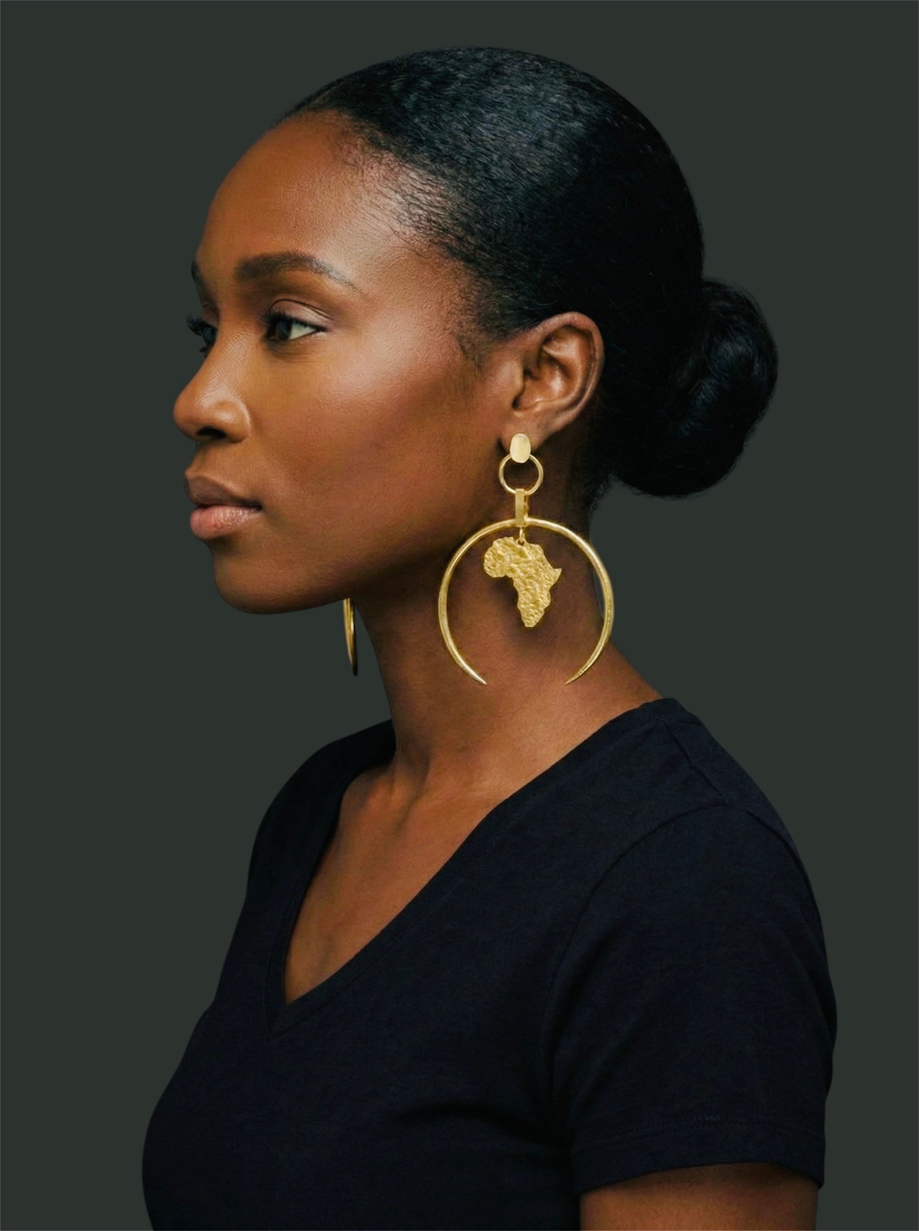 Brass African Map Hoop Earrings – Afrocentric Statement Jewellery - Fatisha Boutique #