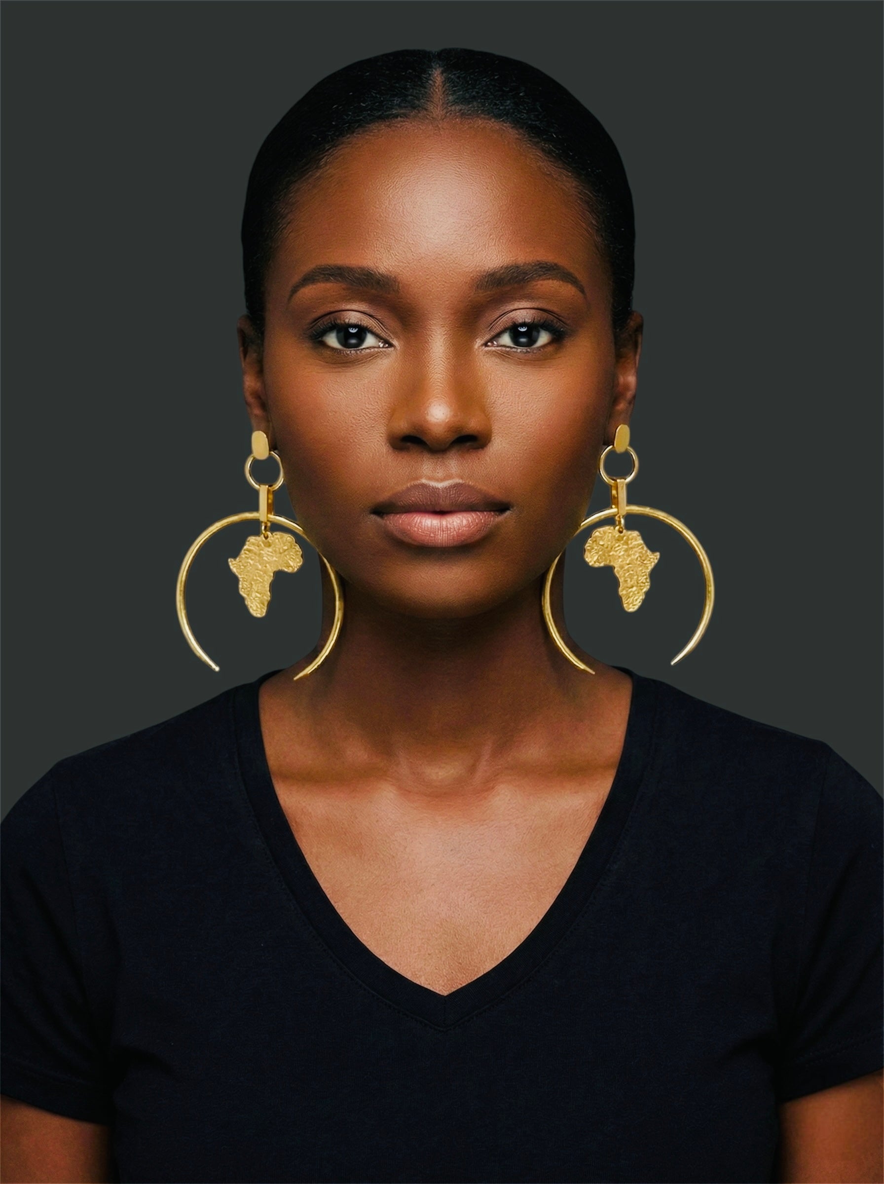 Brass African Map Hoop Earrings – Afrocentric Statement Jewellery - Fatisha Boutique #