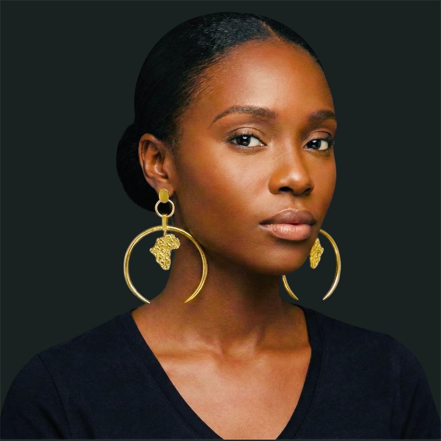 Brass African Map Hoop Earrings – Afrocentric Statement Jewellery - Fatisha Boutique #