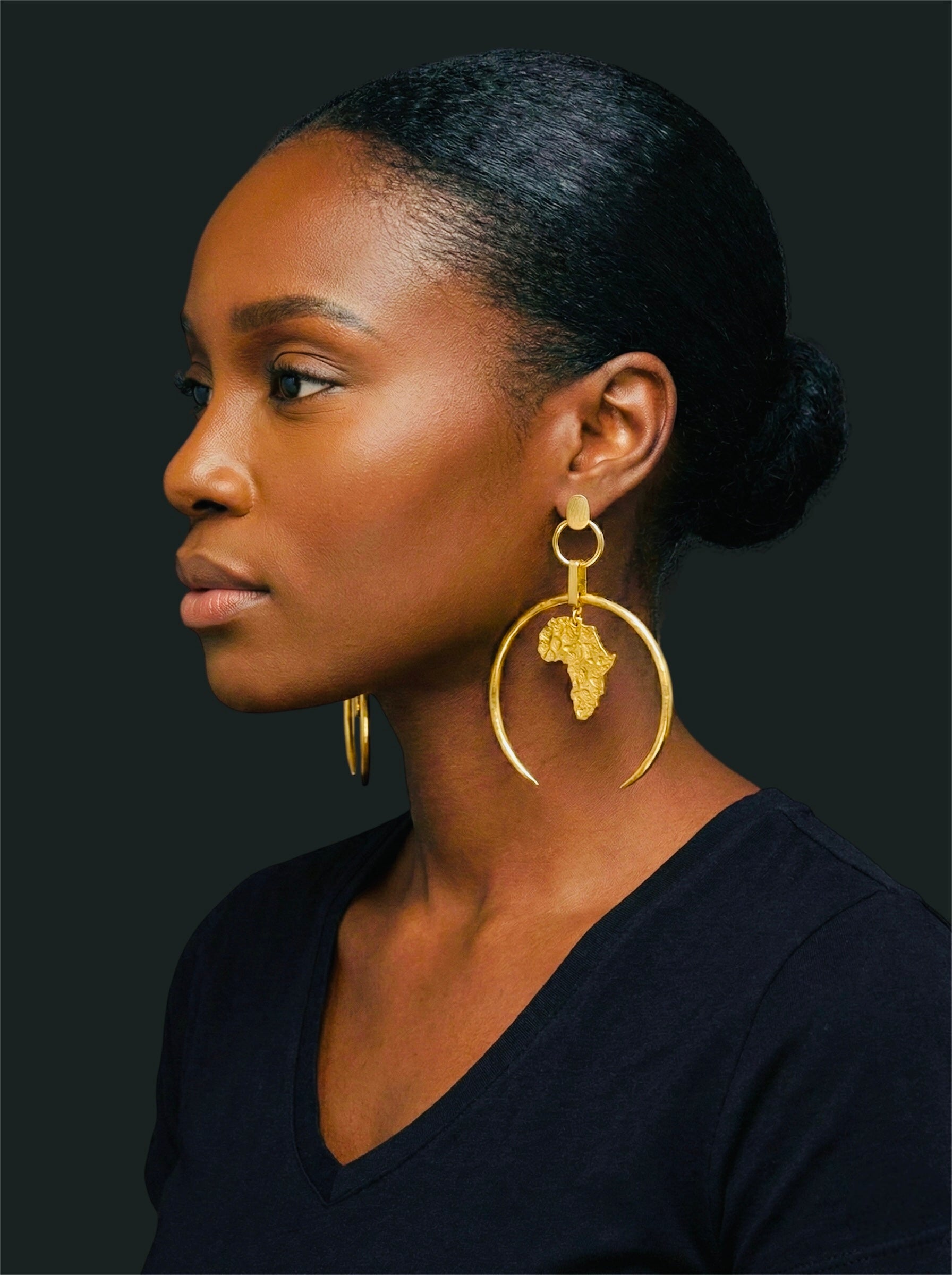 Brass African Map Hoop Earrings – Afrocentric Statement Jewellery - Fatisha Boutique #
