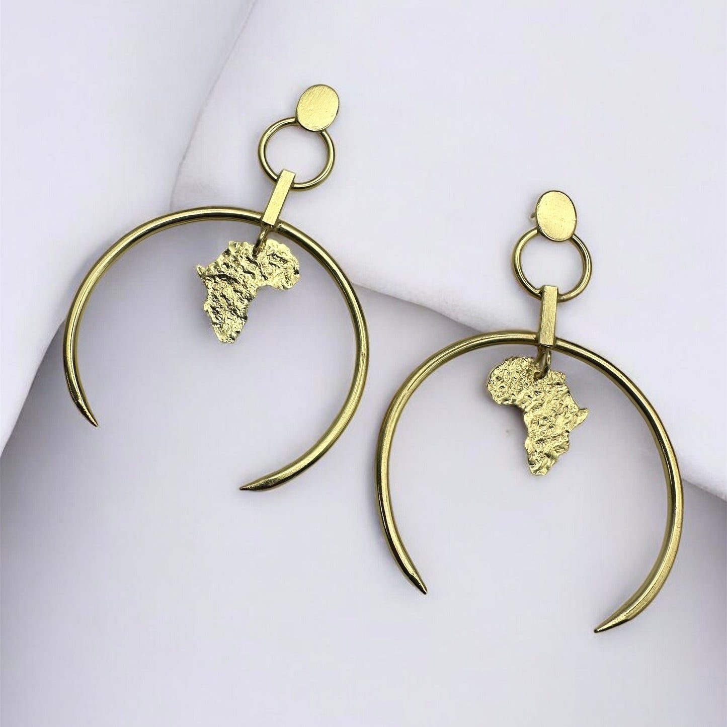 Brass African Map Hoop Earrings – Afrocentric Statement Jewellery - Fatisha Boutique #
