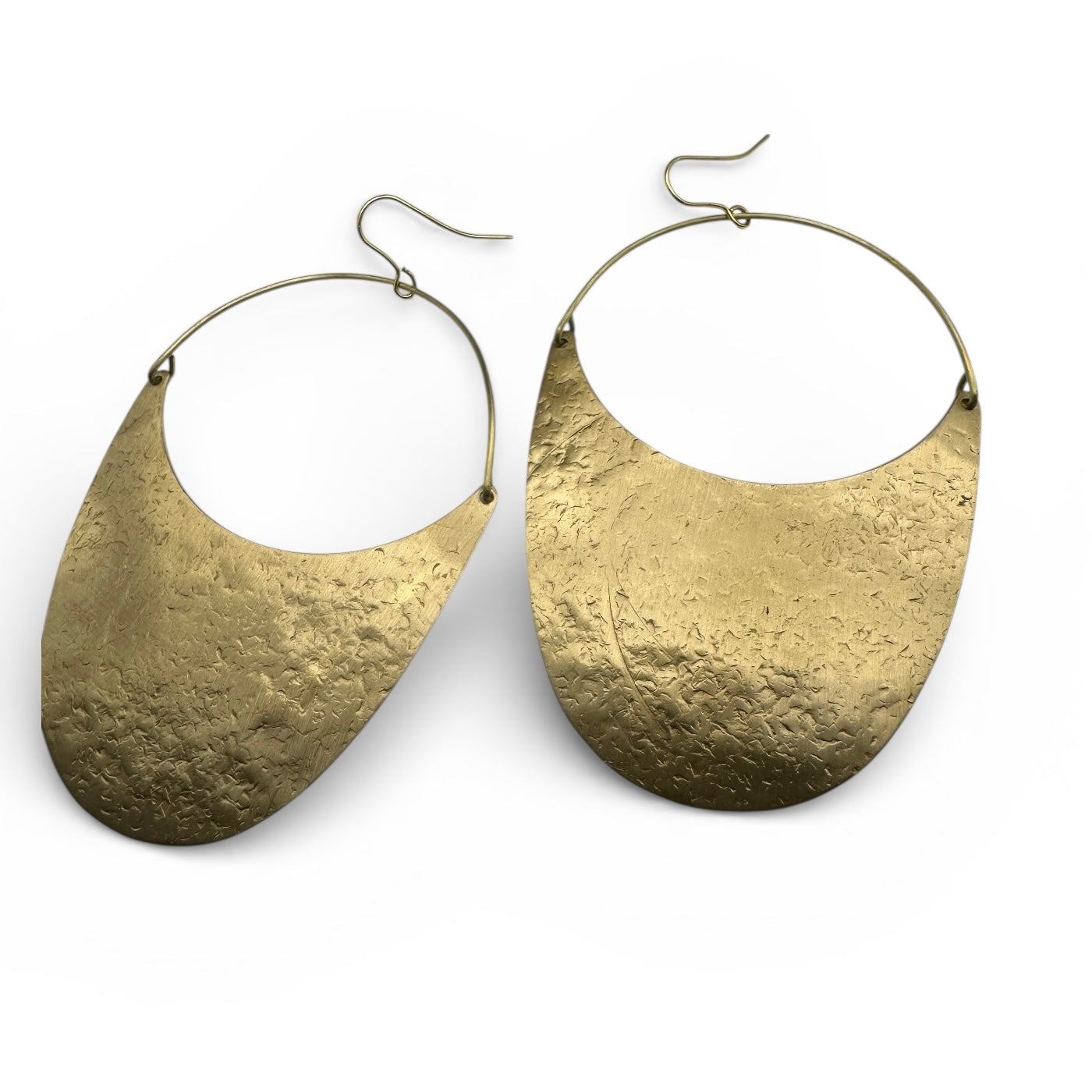 Hammered Brass Half-Moon Dangle Earrings – Modern African Statement Jewellery - Fatisha Boutique #