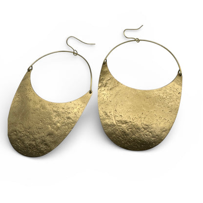 Hammered Brass Half-Moon Dangle Earrings – Modern African Statement Jewellery - Fatisha Boutique #
