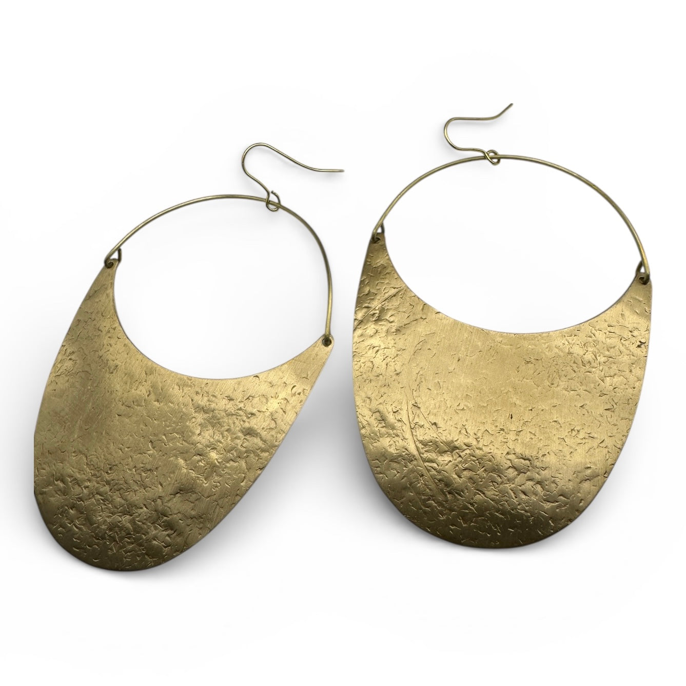 Hammered Brass Half-Moon Dangle Earrings – Modern African Statement Jewellery - Fatisha Boutique #