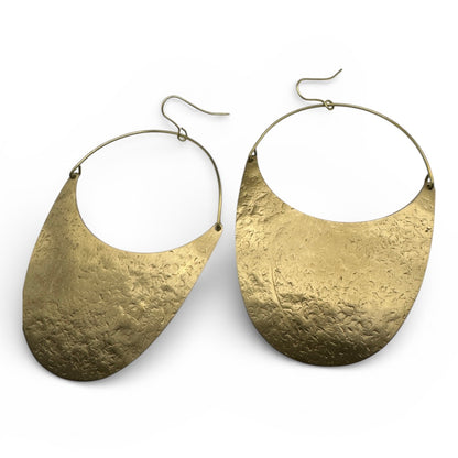 Hammered Brass Half-Moon Dangle Earrings – Modern African Statement Jewellery - Fatisha Boutique #