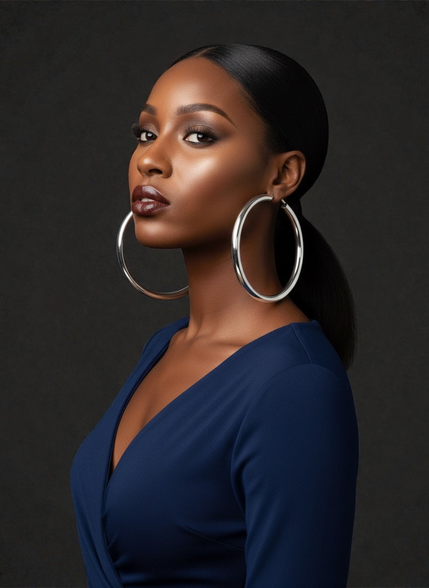 Extra-Large 11cm Classic Hoop Earrings – Lightweight Gold Statement Hoops - Fatisha Boutique #