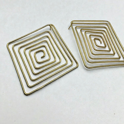 Handcrafted Spiral Square Brass Statement Earrings – African Geometric JewelleryHandcrafted Spiral Square Brass Statement Earrings – African Geometric Jewellery - Fatisha Boutique #
