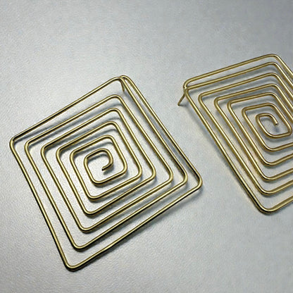 Handcrafted Spiral Square Brass Statement Earrings – African Geometric JewelleryHandcrafted Spiral Square Brass Statement Earrings – African Geometric Jewellery - Fatisha Boutique #