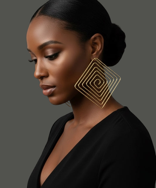 Handcrafted Spiral Square Brass Statement Earrings – African Geometric JewelleryHandcrafted Spiral Square Brass Statement Earrings – African Geometric Jewellery - Fatisha Boutique #