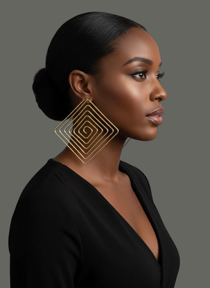 Handcrafted Spiral Square Brass Statement Earrings – African Geometric JewelleryHandcrafted Spiral Square Brass Statement Earrings – African Geometric Jewellery - Fatisha Boutique #