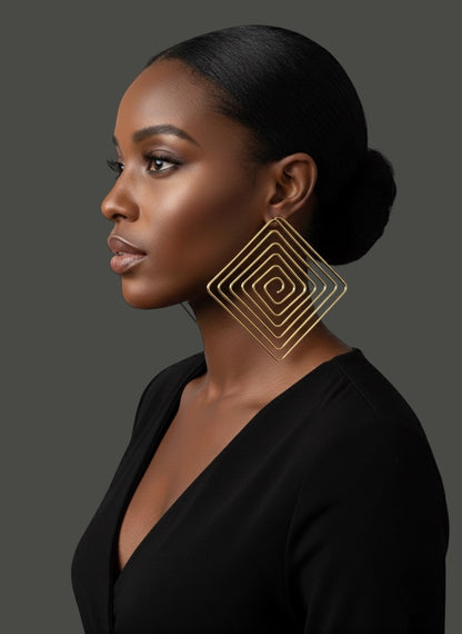 Handcrafted Spiral Square Brass Statement Earrings – African Geometric JewelleryHandcrafted Spiral Square Brass Statement Earrings – African Geometric Jewellery - Fatisha Boutique #
