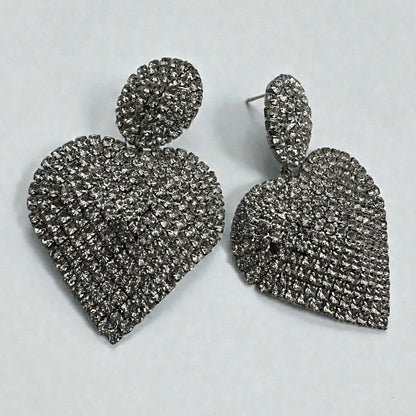 Silver Rhinestone Heart Dangle Earrings – Crystal Statement Party JewellerySilver Rhinestone Heart Dangle Earrings – Crystal Statement Party Jewellery - Fatisha Boutique #