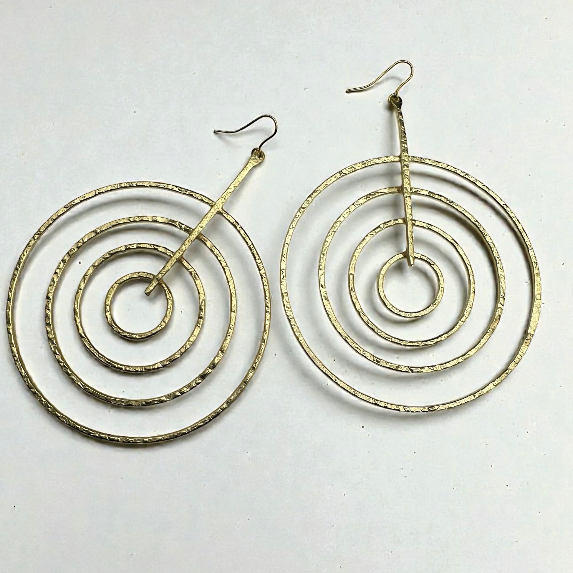 African Brass Spiral Statement Earrings – Handmade Geometric Dangle Jewellery - Fatisha Boutique #