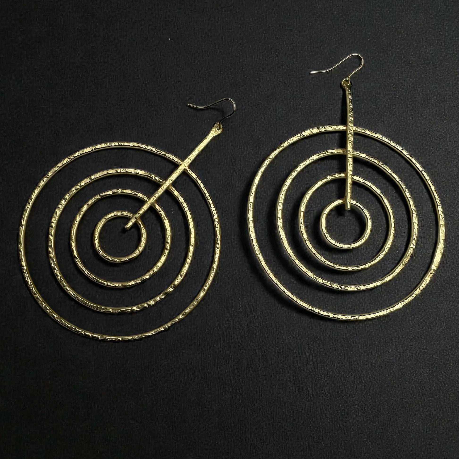 African Brass Spiral Statement Earrings – Handmade Geometric Dangle Jewellery - Fatisha Boutique #