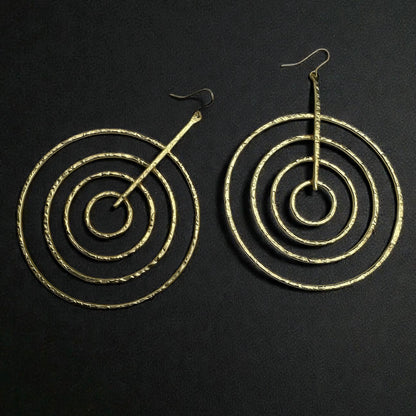 African Brass Spiral Statement Earrings – Handmade Geometric Dangle Jewellery - Fatisha Boutique #
