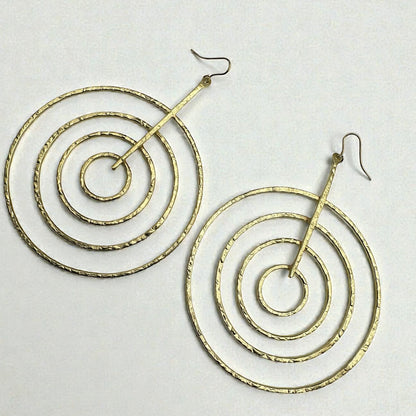African Brass Spiral Statement Earrings – Handmade Geometric Dangle Jewellery - Fatisha Boutique #