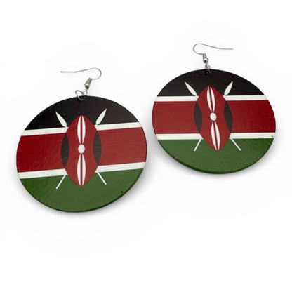 East African Flag Wooden Earrings – Bold Handmade Dangles (Uganda, Kenya, Tanzania & More) - Fatisha Boutique #